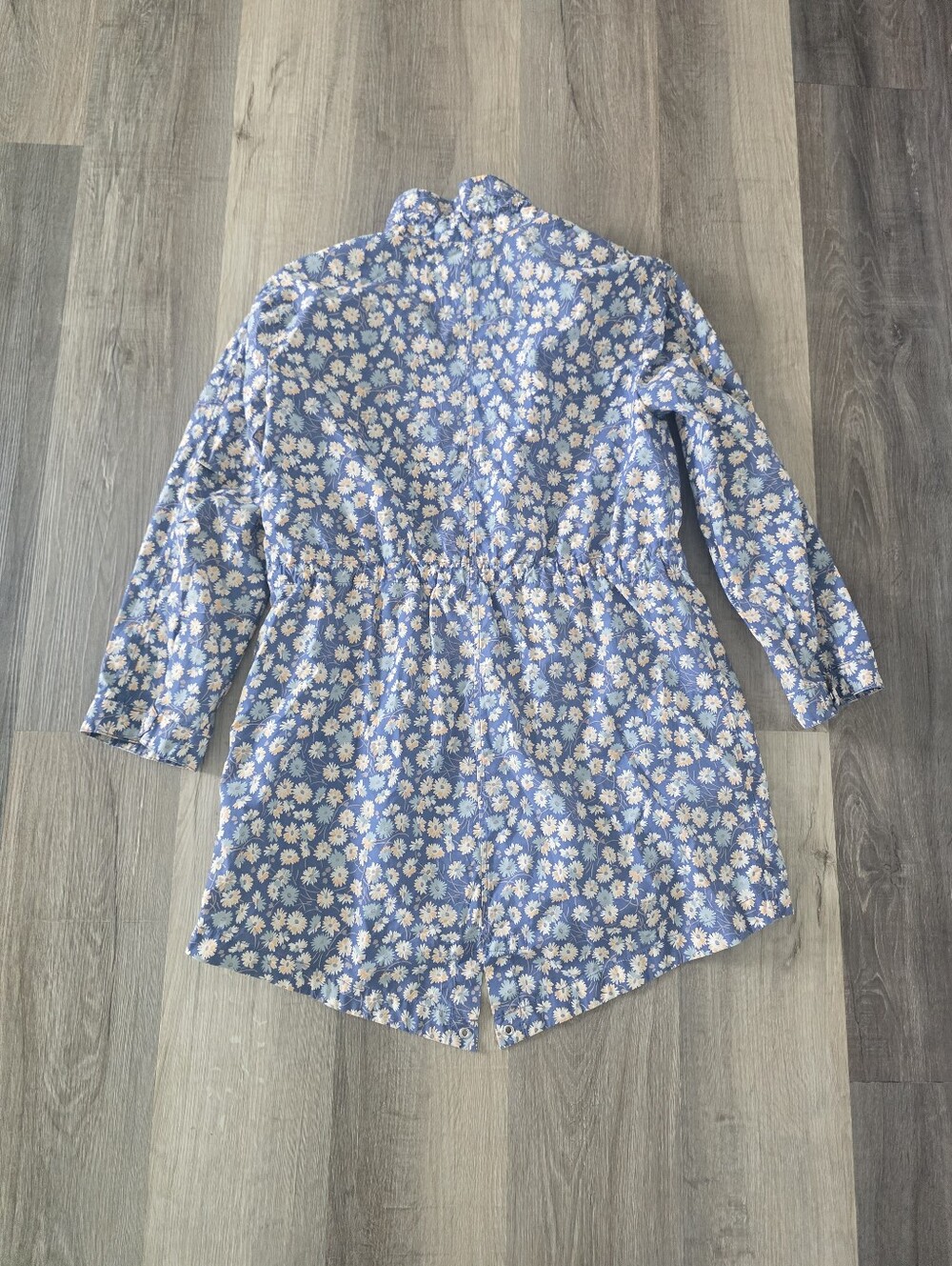 Madewell Women's Blue Floral Drawstring Trench Coat Size M